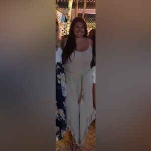 VENUS Taupe Jumpsuit with Gold Belt